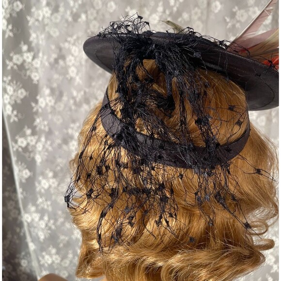 Vintage 30s Tilt Hat 1930s Retro Birds Avante Garde Film Noir Femme Fatale main image 4